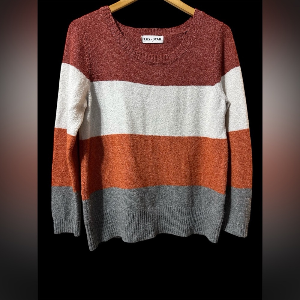 Lily Star Fall Sweater Color Block Size S